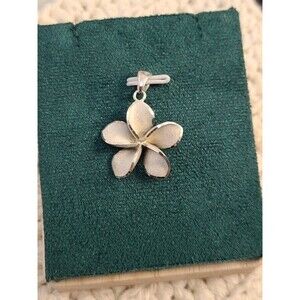 Sterling Silver Plumeria Flower Pendant Tropical Blossom Charm Hawaiian Jewelry